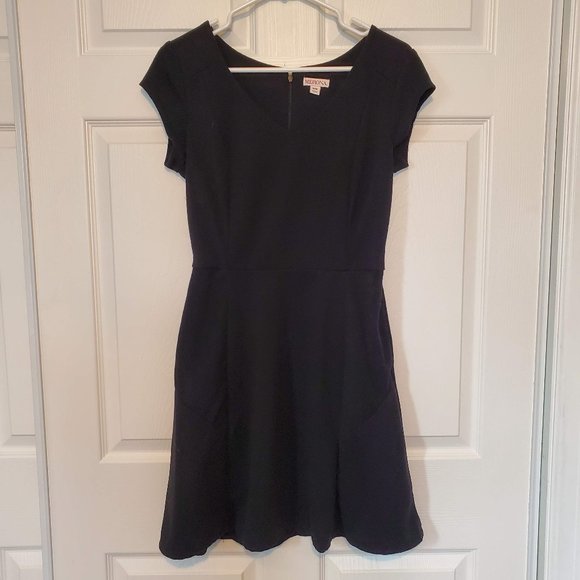 Merona Black Ribbed A-Line Cap Sleeve Dress, Size Medium M - Picture 1 of 4